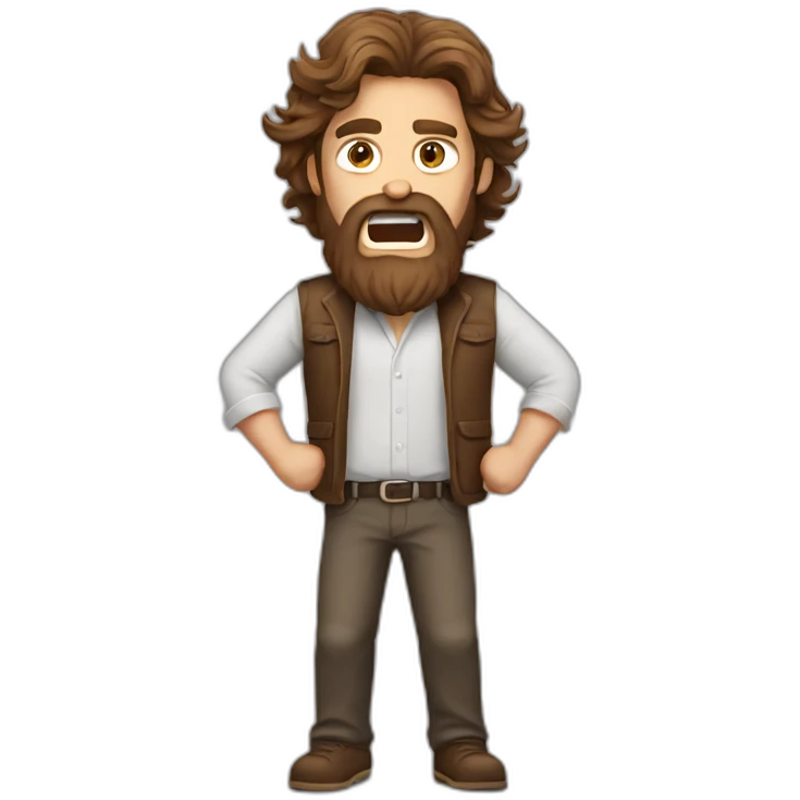 long brown haired bearded man raging emoji