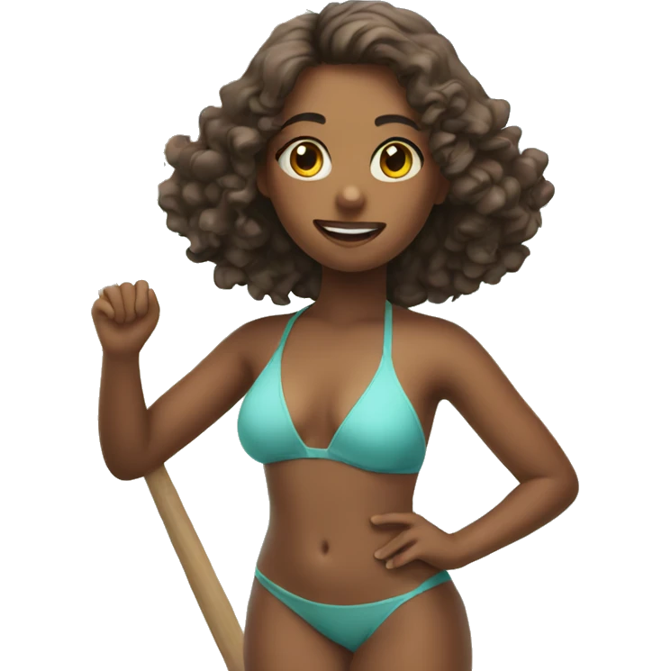girl in swimsuit at beach emoji