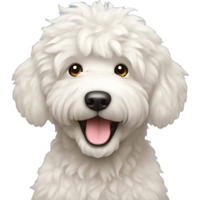 happy white fluffy labradoodle emoji