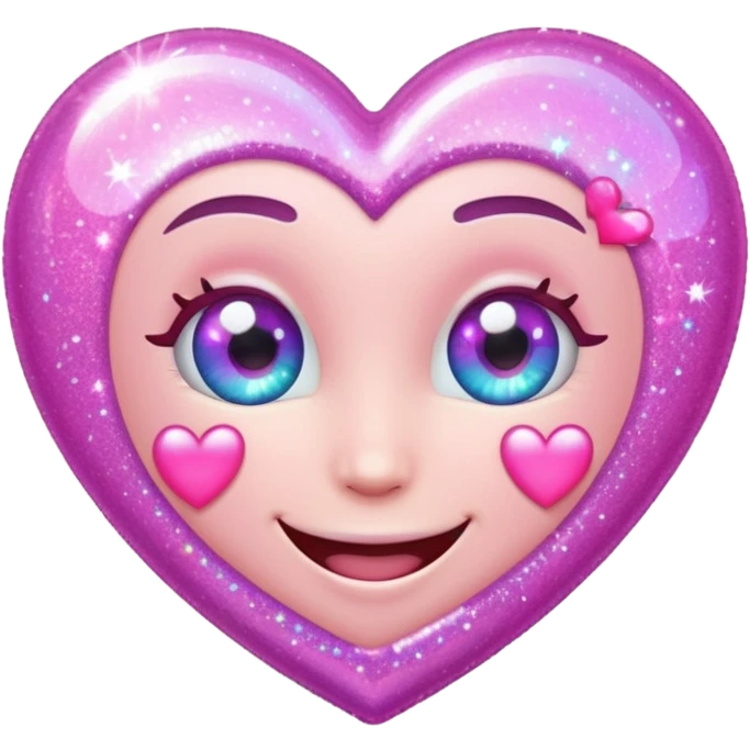glitter heart, smiling face emoji