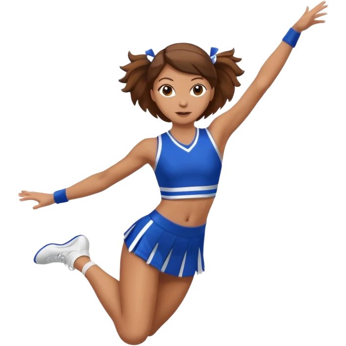 Cheerleader in a stunt with brown hair and tan skin  emoji