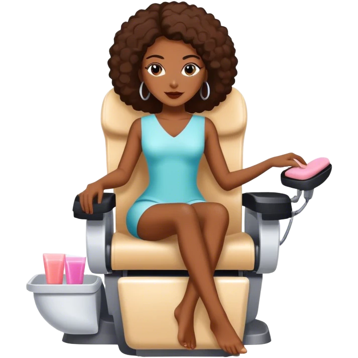 African American woman sitting in pedicure chair emoji