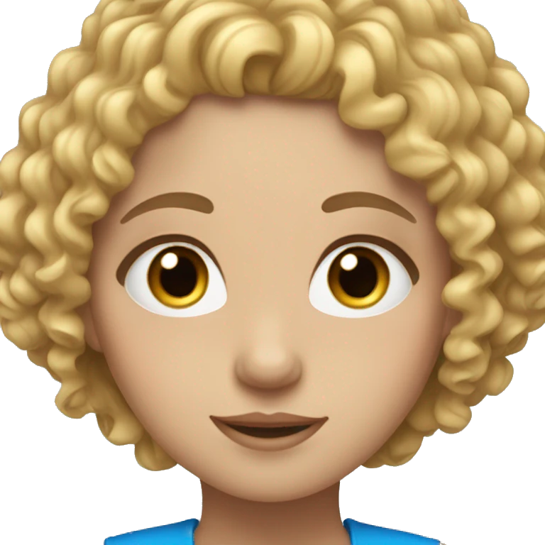 girl with curly brown hair with blonde ends and blue eyes with eyelashes emoji