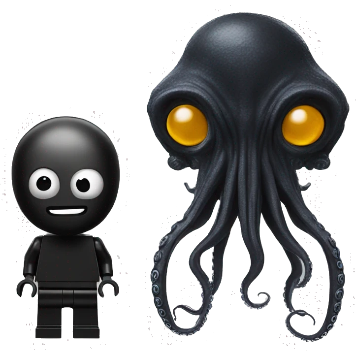 black Alien Octopus with lego man emoji