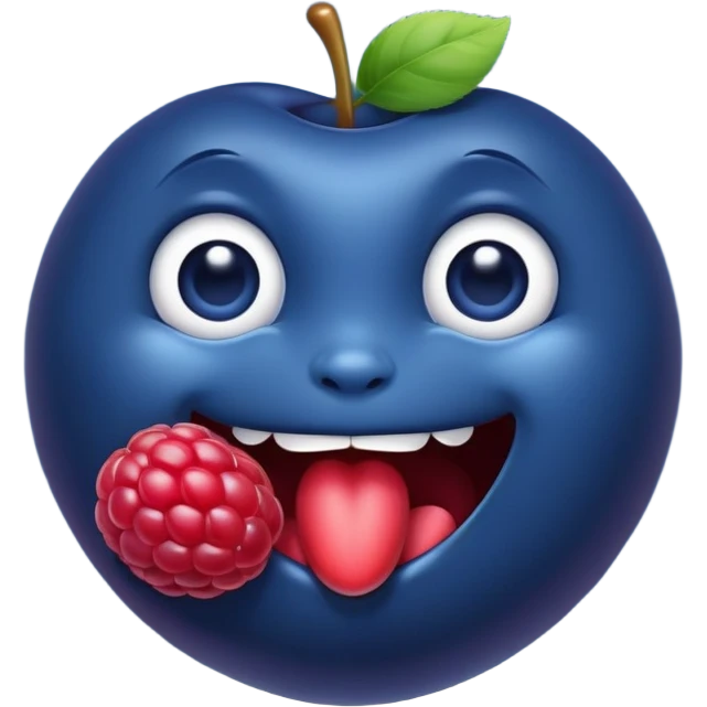 A blueberry in raspberry’s mouth emoji