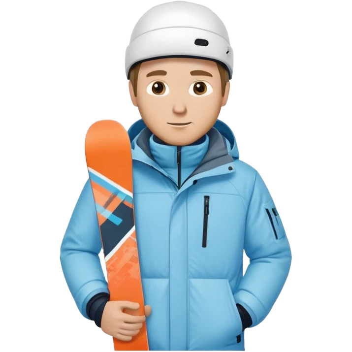 White man with snowboard wearing light blue jacket emoji