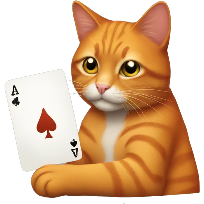 Orange cat playing poker emoji