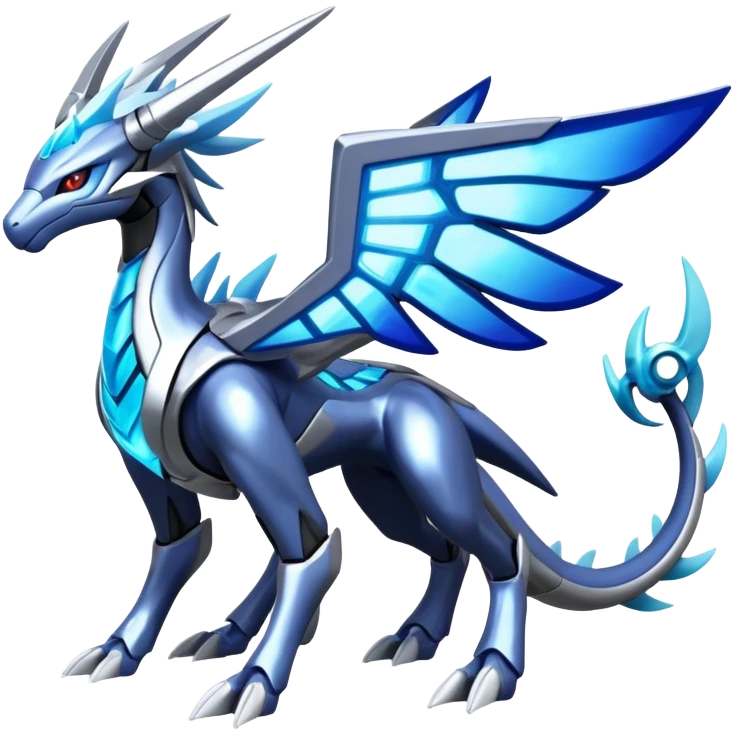 Cyborg-Kyurem-suicune-dialga-hybrid, full body, no wings, wingless emoji
