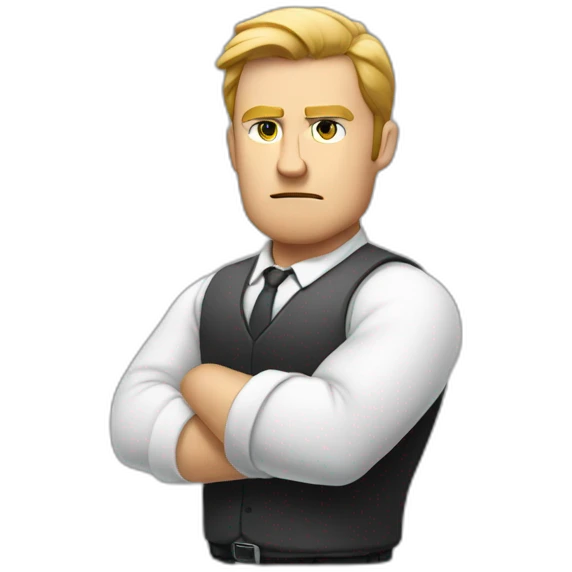 White Man HR-manager crossed arms angry emoji