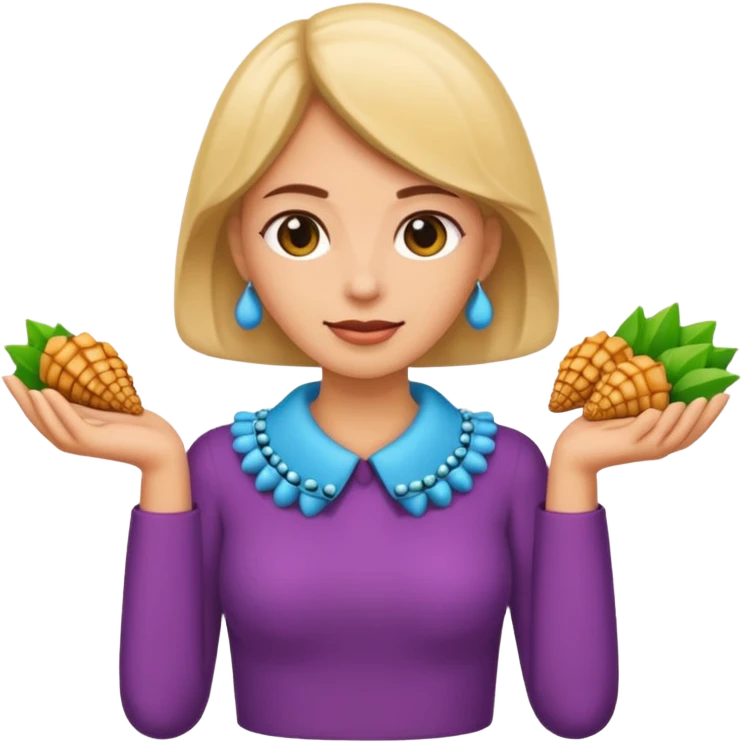 Mujer con collar de conchas de compras  emoji