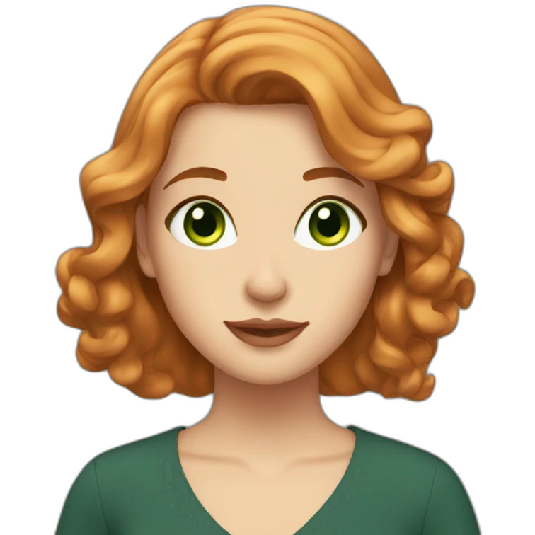 anastasia with ginger medium hair, green eyes emoji