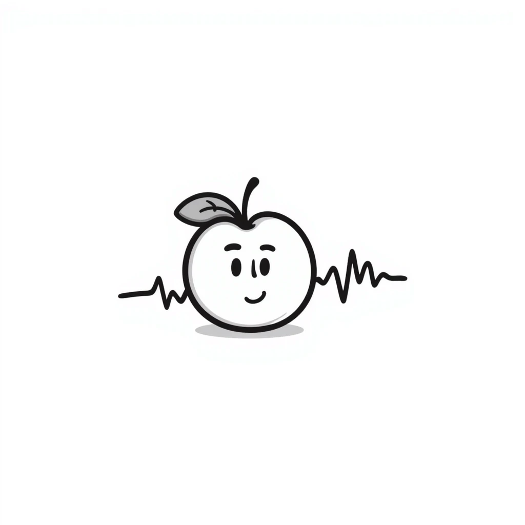 hand-drawn peach emoji with heartbeat monitor line emoji