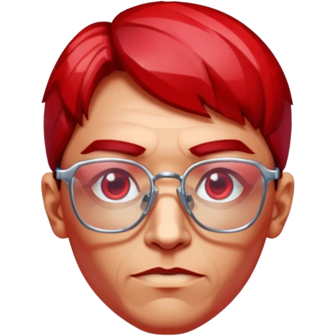 A single red crystal gemstone character wearing glasses,  irregular with faceted very sharp sides,, , high detail, emoji