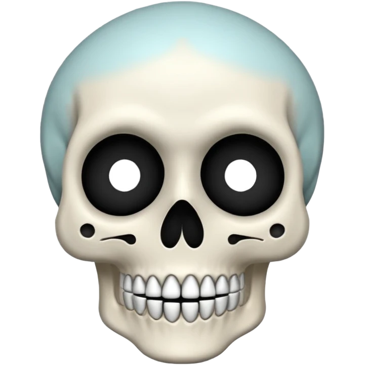 calavera emoji estilo iPhone, forma de calavera con mandíbula abierta, expresión divertida emoji