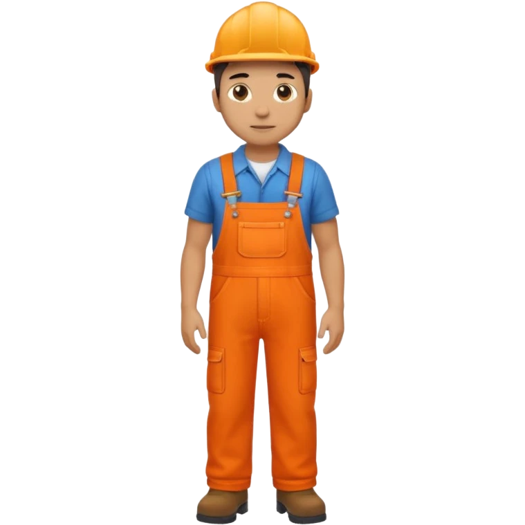 engineer orange overalls standing full body emoji