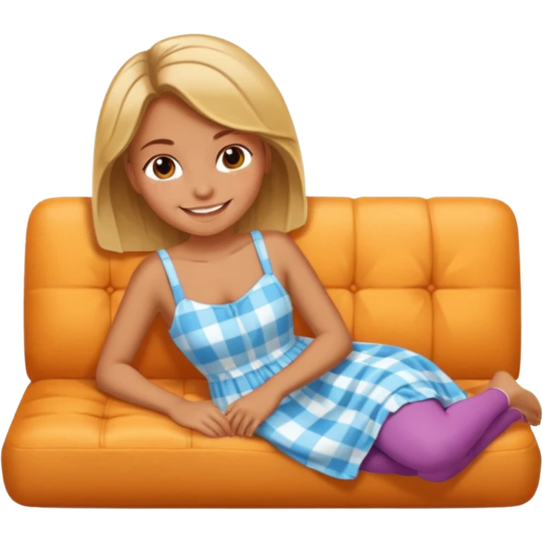 The girl works lying on the sofa emoji