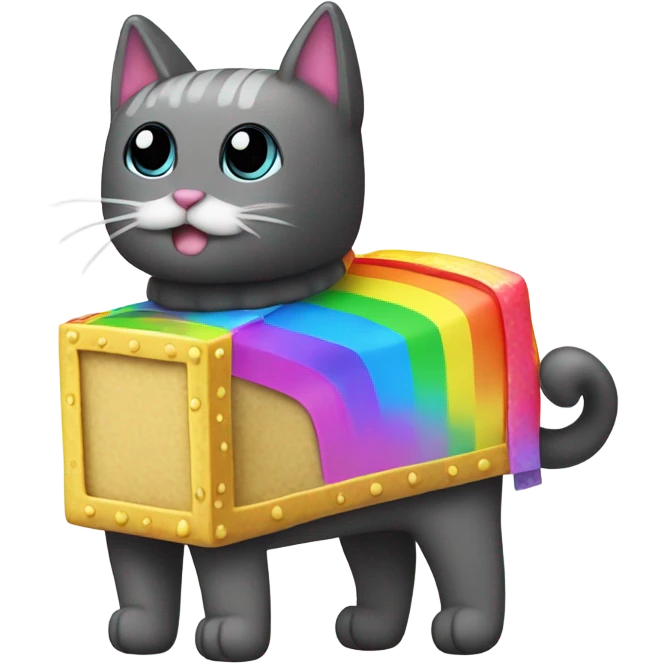 Nyan Cat King Full body  with rainbow box covering it’s whole back emoji