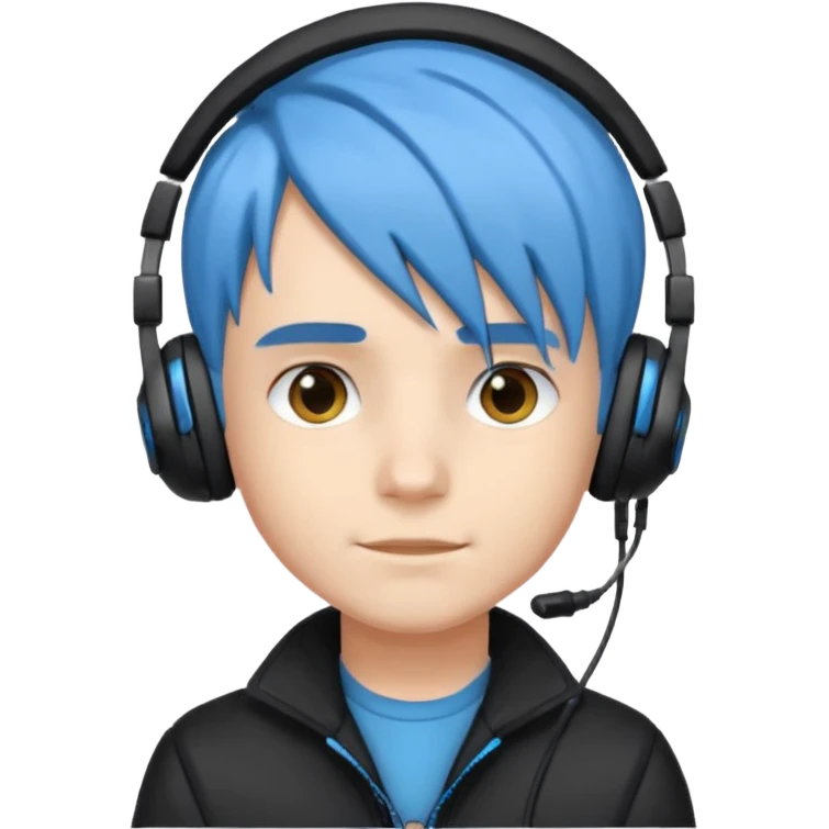 Boy gamer with headset, blue hair, black jacket, 











 emoji