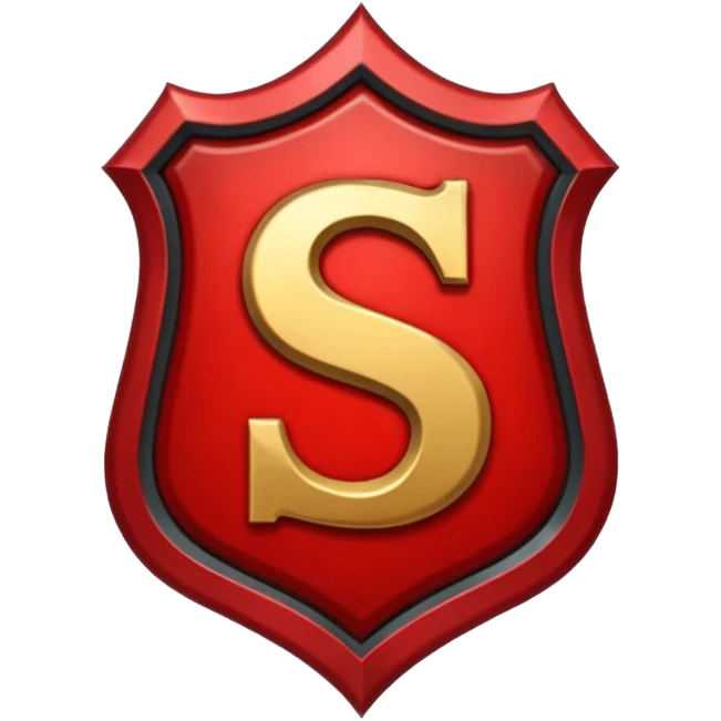 Create a custom emoji badge featuring a stylized, glossy letter “S”. Theme it in the Grandmaster rank style from League of Legends. Use intense red accents, dark metals, and strong contrast for a dramatic elite look.
 emoji