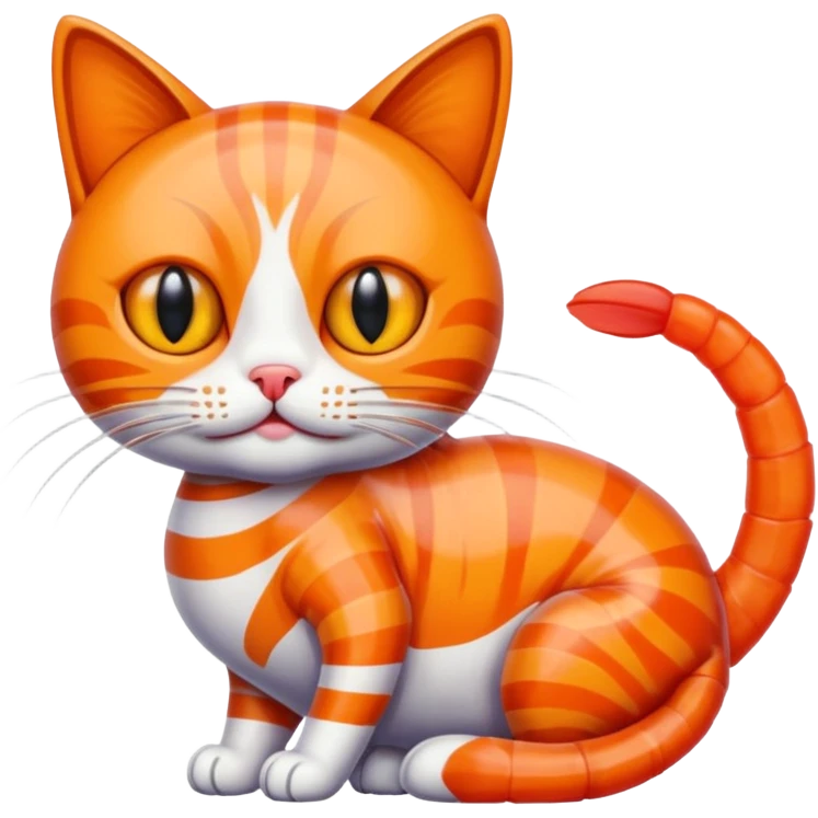 Cat with shrimp body, trippi troppi emoji