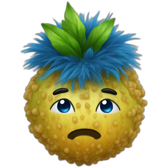 very hairy blue ball fruit emoji