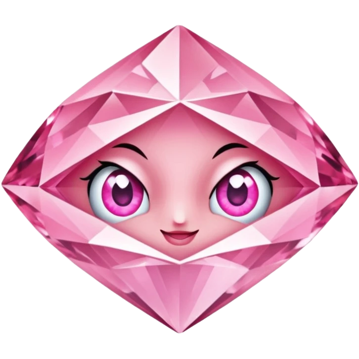 pink diamond with eyes, no mouth, very shiny emoji