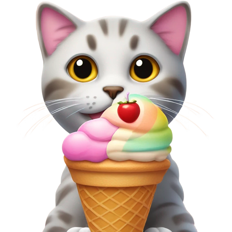 Cat with ice cream emoji
