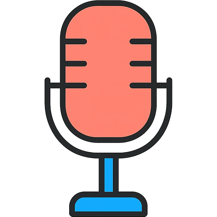 a music studio microphone, minimalistic, flat design, simple shapes, no background emoji