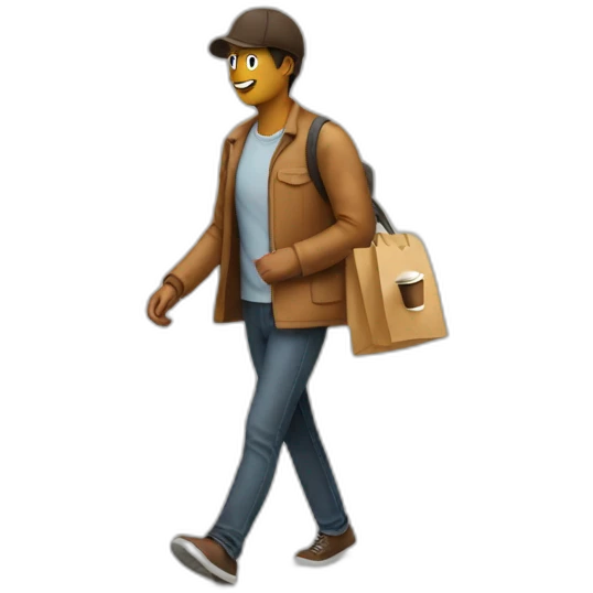 Walking to buy coffee emoji