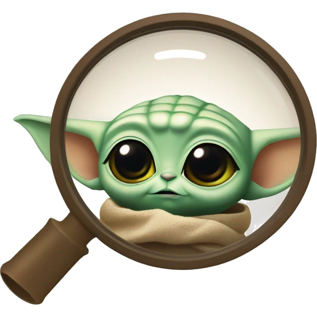 Baby Yoda looks through a magnifying glass emoji