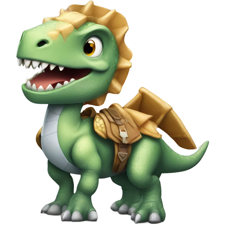 A cartoon dinosaur in shining armor  emoji