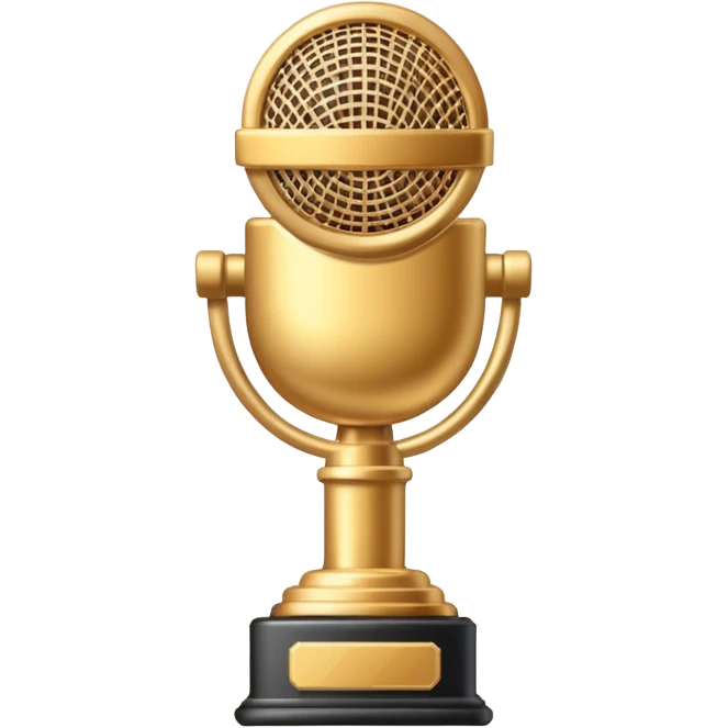 microphone icon with achievement, celebration, badge or trophy elements emoji