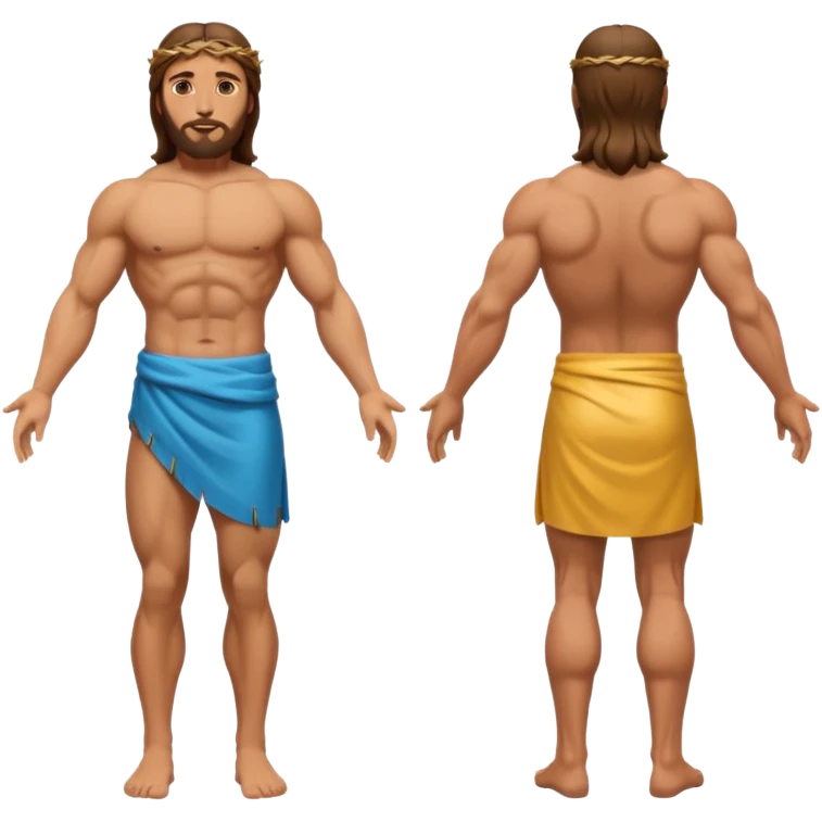 fullbody jesus christ jacked, sleeveless front and backview emoji