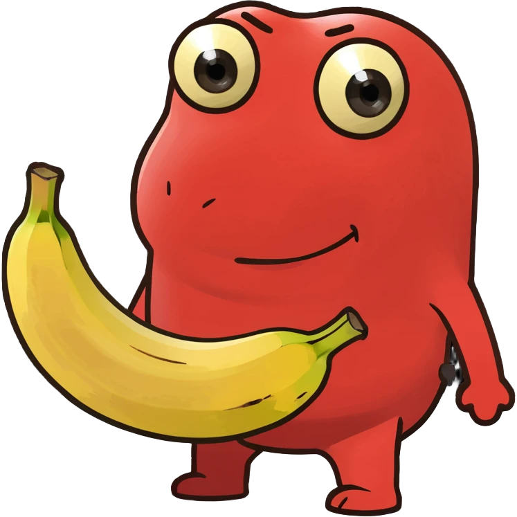 Among Us Red holding a banana emoji