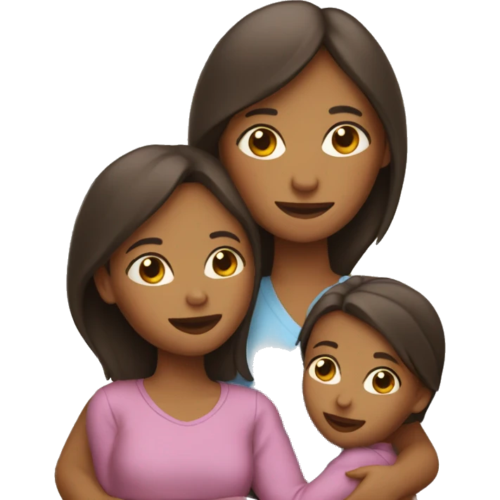 Mom with two daughters in her arms emoji