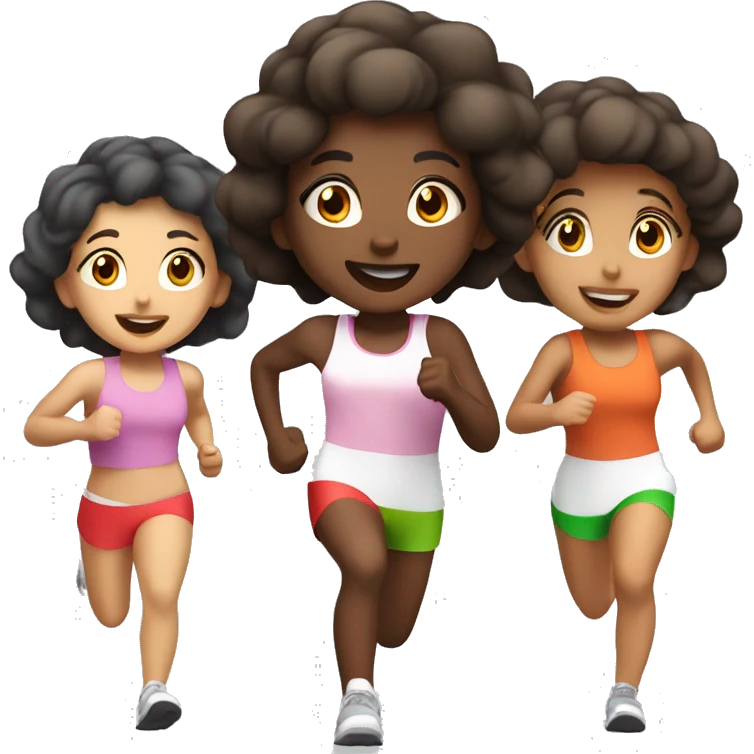 3 pale hispanic girls running a race emoji