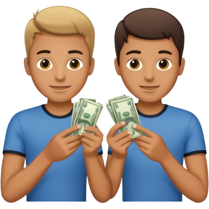 Two young guys holding money in their hands emoji