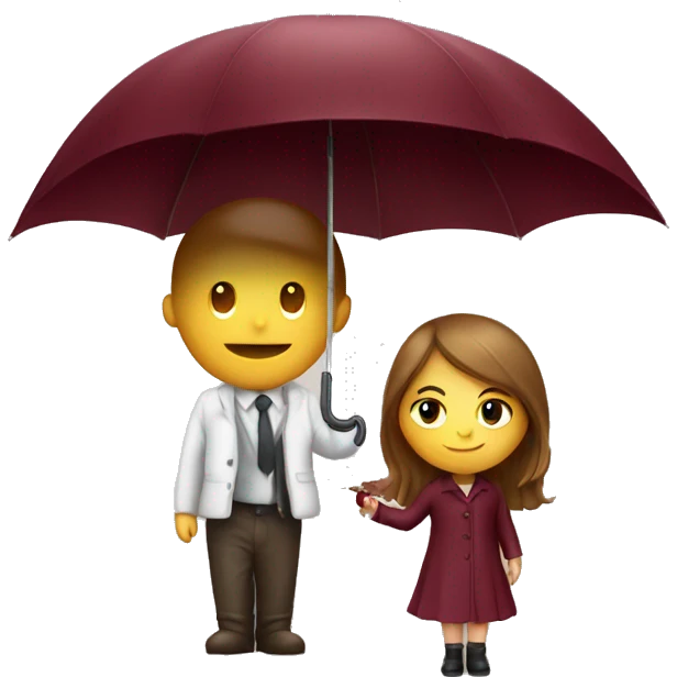 Burgundy umbrella and sweet girl emoji