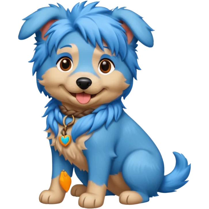 blue braided haired dog emoji