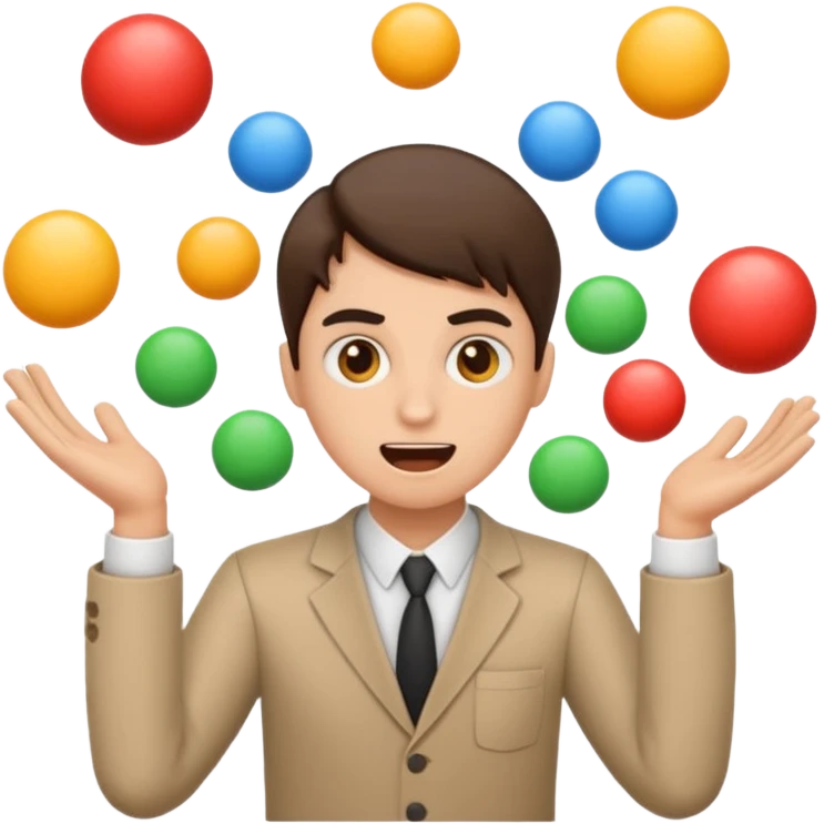 an emoji that depicts a product manager juggling work with panic, can you make it more gender neutral  emoji