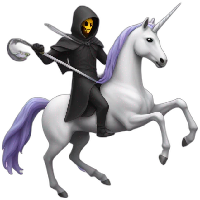 reaper running with a unicorn emoji