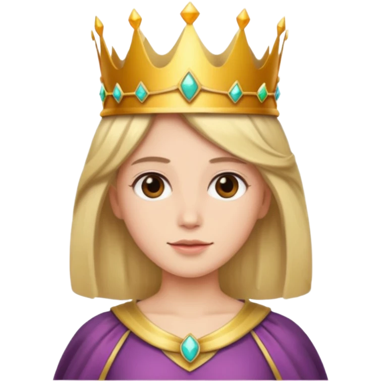 Wearing a crown shoulder length hair emoji