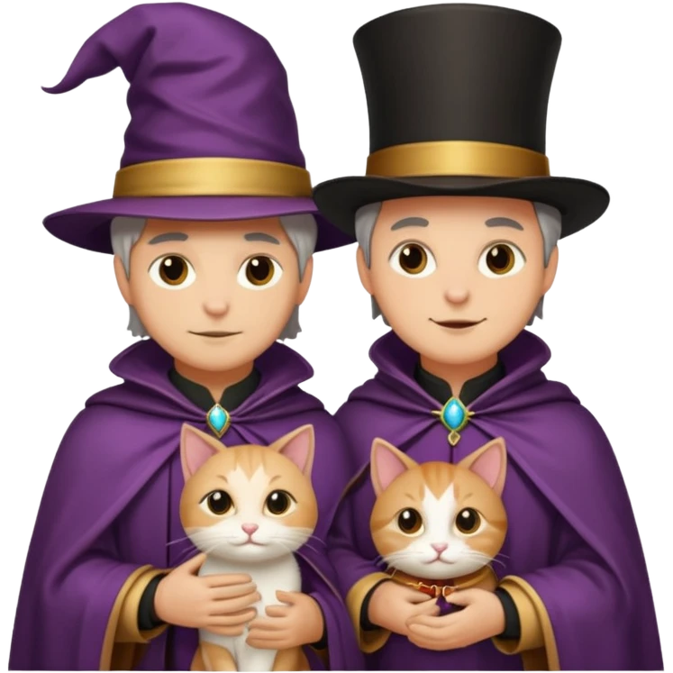 magician couple and their pet cat emoji