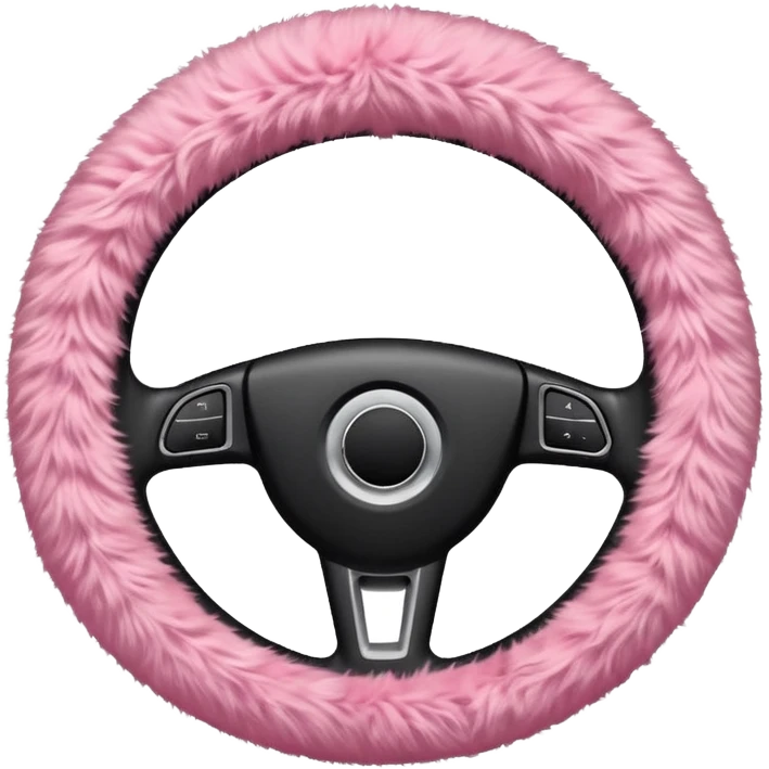 steering wheel with fluffy pink cover emoji