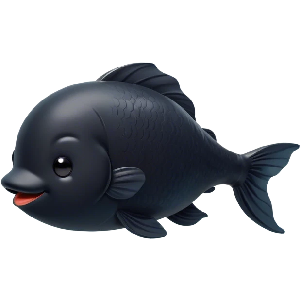 Meme-Worthy Cute Sleeping Black Goldfish Portrait Emoji, Head resting peacefully with a contented smile, showcasing a streamlined, graceful body and a luxuriously soft deep black hue, eyes closed in a serene, floating nap, Simplified yet hilariously adorable features, highly detailed, glowing with a soft, drowsy light, high shine, relaxed and utterly lovable, stylized with an air of playful laziness, bright and heartwarming, soft glowing outline, capturing the essence of a comically sleepy goldfish, so meme-worthy it feels like it could instantly become the next viral sensation of adorable slumber! emoji