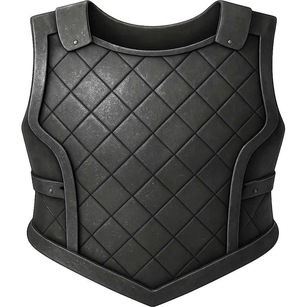Create an iron version of this chainbody with the same shape, looking a little worn and realistic metallic iron. The style should emulate emoji style with a transparent background. emoji