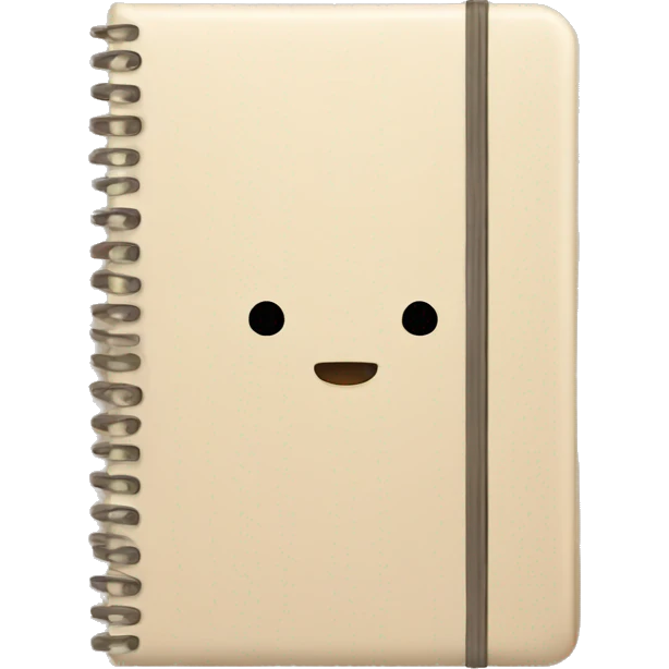 a notebook placed, closed, beige cover emoji