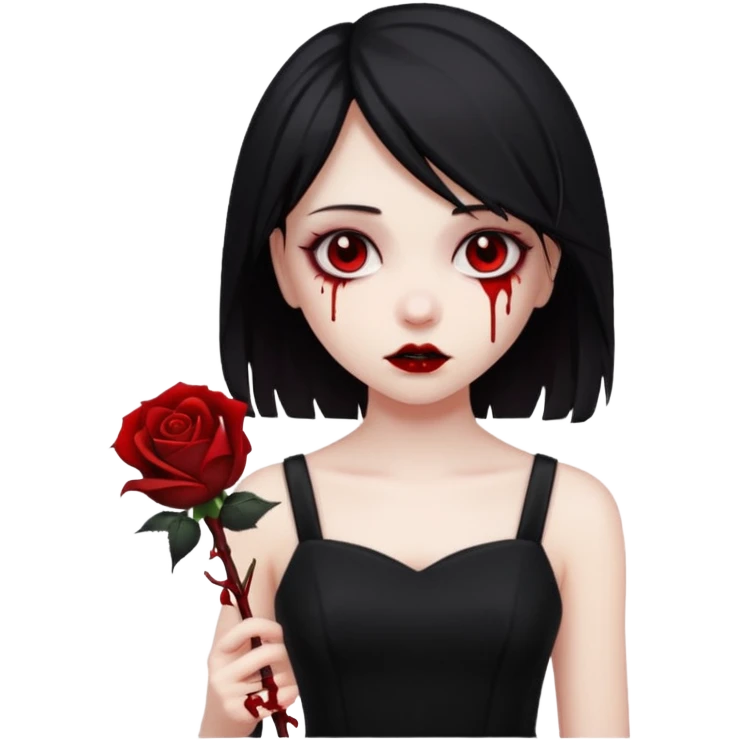 Bloody black rose emo girl emoji