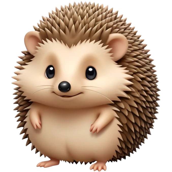 small cute hedgehog with round body, short spines, pointed nose and tiny legs emoji
