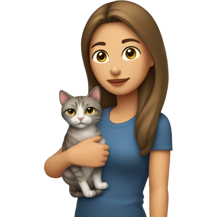 Mujer con gato pequeño pardo en brazos  emoji